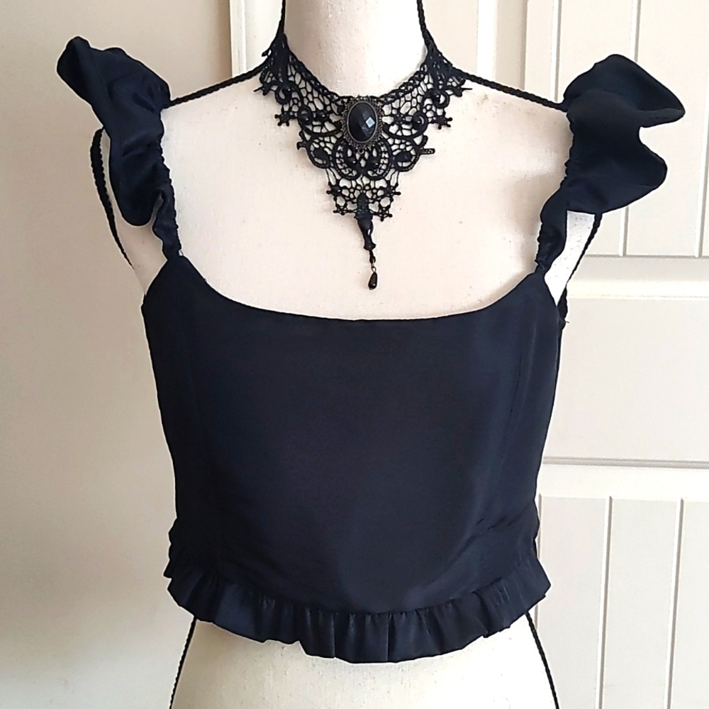 ASOS Silky Black Crop Top Size 6